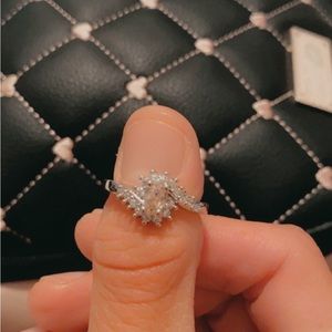 925 Sterling silver pink opal ring Sz 7